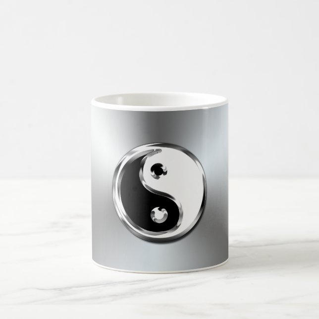 Stålgradient grafik Yin-Yang Symbol Kaffemugg (Center)