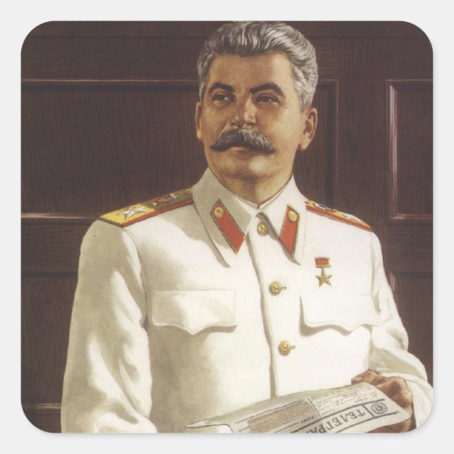 Stalin Fyrkantigt Klistermärke (Framsida)