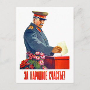 Stalin röstning, gammal sovjetisk propaganda vykort