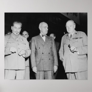Stalin, Truman och Churchill -- Foto WW2 Poster