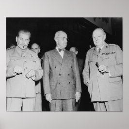 Stalin, truman och Churchill - WW2-foto Poster