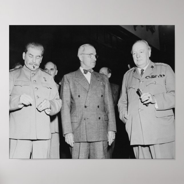 Stalin, truman och Churchill - WW2-foto Poster (Framsidan)