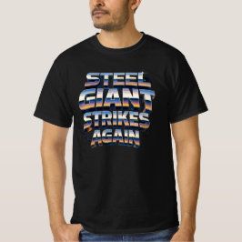 Ståljätten slår till igen – Retro Mecha Typografi T Shirt