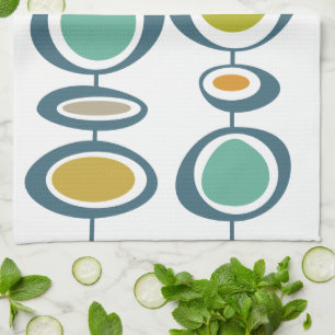 Stalk Geometric Mid Century Modern Hand Towel Kökshandduk