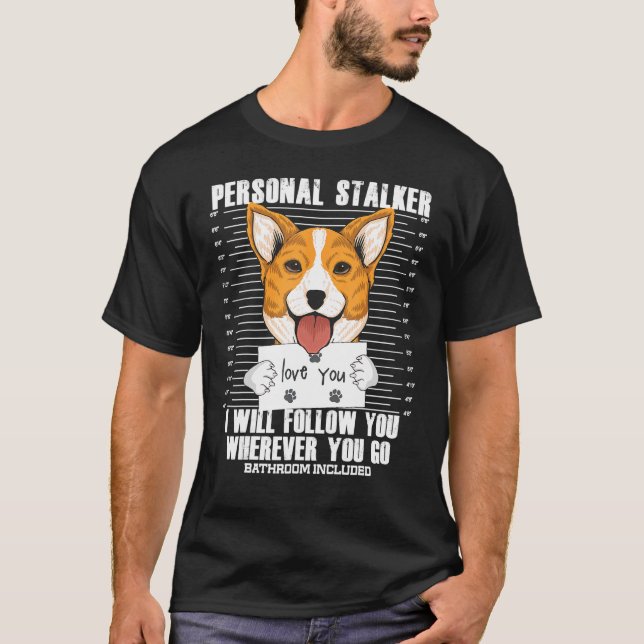 Stalker Corgi Pappa Mamma Hund T Shirt (Framsida)
