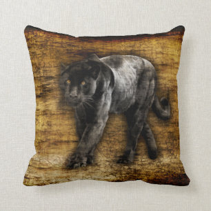 Stalking Black Jaguar Artwork Kudde