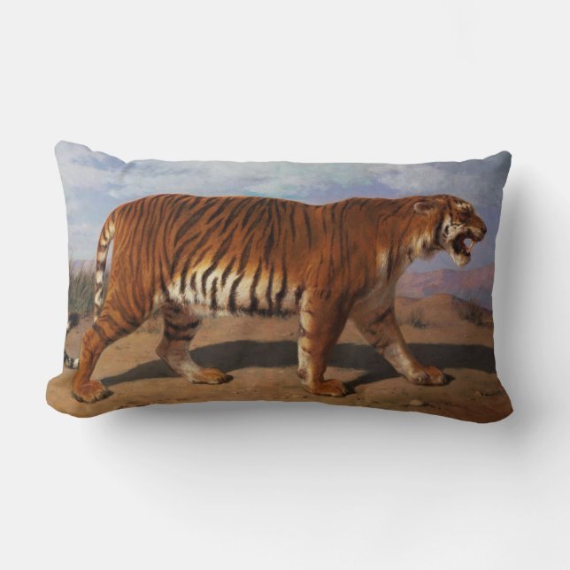 Stalking Tiger (av Rosa Bonheur) Lumbarkudde (Framsida)
