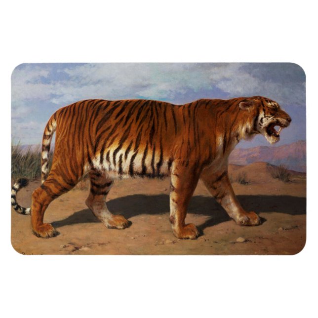 Stalking Tiger (av Rosa Bonheur) Magnet (Horisontell)