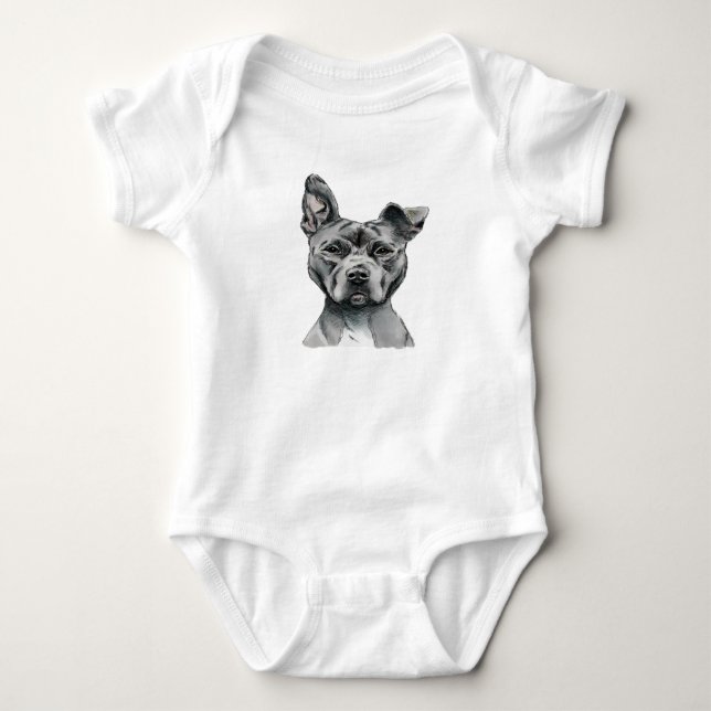Stalky Pit Bull Dog Teckning Tee (Framsida)