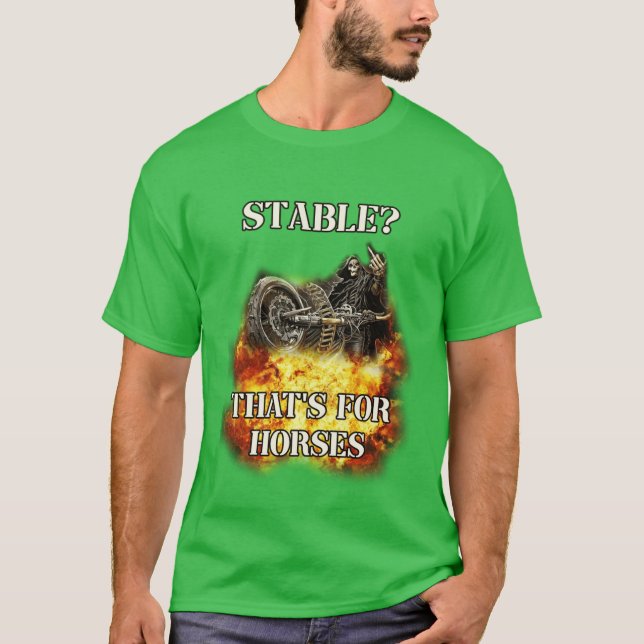 Stall är för hästar badass skelett retro t shirt (Framsida)