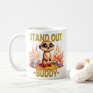 Ställ dig ut, kompis pun. Cute Suricate Meerkat te Kaffemugg