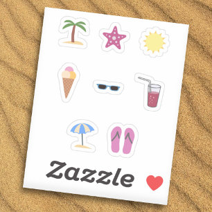 Ställ in Beach Summer Stickers set Klistermärken