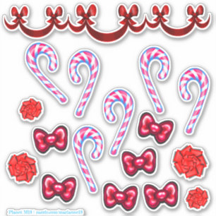 Ställ in candy cane- och bogsymbolset klistermärken