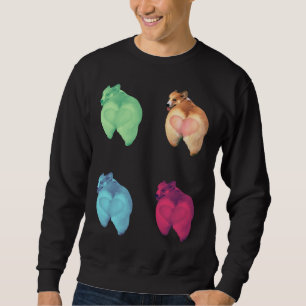 Ställ in Cute Corgi Butt-stämplar Lång Ärmad Tröja