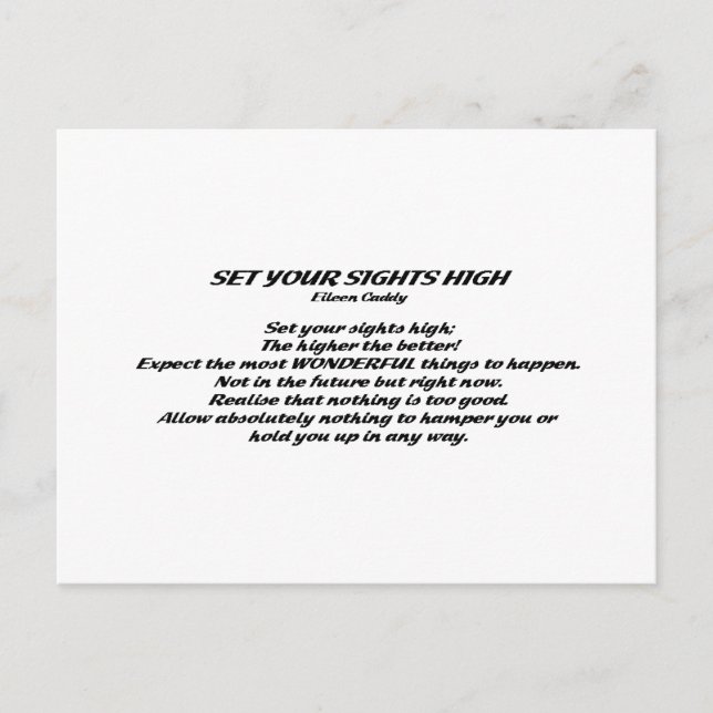 Ställ in dina höga siktvärden vykort (Framsida)
