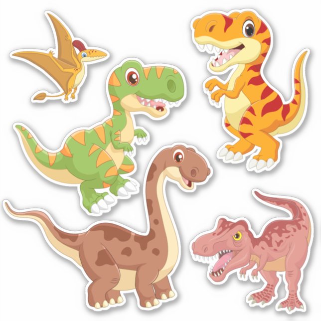 Ställ in Dinosaur-Tecknad Klistermärken (Framsida)