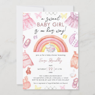 Ställ in Flicka Clothes Girl Baby Shower Inbjudningar