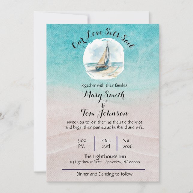 Ställ in inbjudan till Sail Wedding (Framsida)
