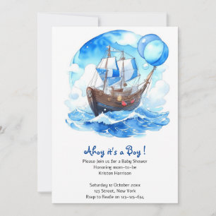 Ställ in segel: Nautical Boy Baby Shower Inbjudningar