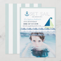 Ställ in segelbåtens blåa Boy Birthday Photo
