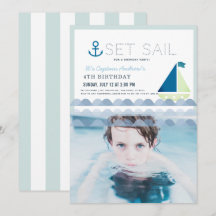 Ställ in segelbåtens blåa Boy Birthday Photo