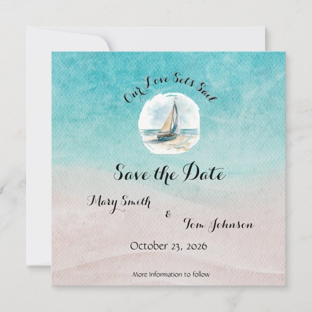 Ställ in segelseglingen Bröllop spara datum Datumet (Framsida)