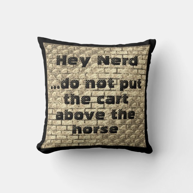 Ställ inte kärran över hästen. kudde (Framsida)