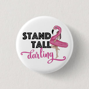 Ställ Tall Darling Rosa Flamingo Button Knapp