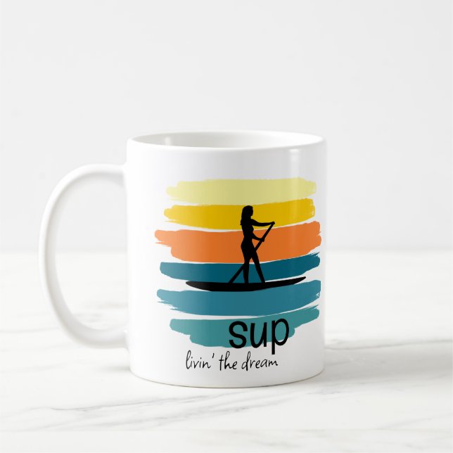 Ställ upp Paddleboard Retro SUP-Personlig Kaffemugg (Vänster)