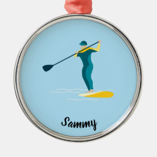 Ställ upp Paddleboarding Julgransprydnad Metall