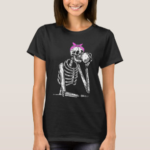 Ställa Alive Skeleton Drink Coffee Funny Skeleton T Shirt