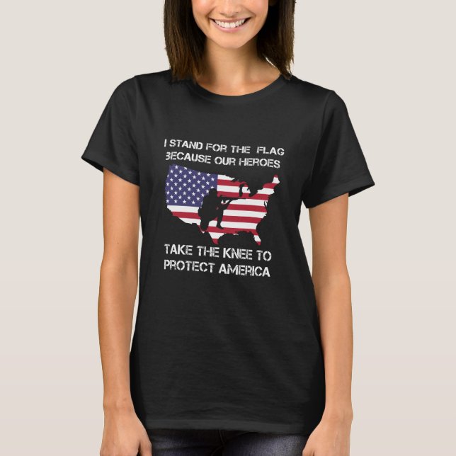 Ställa för Flagga Women Shirt (Anti Take A Knee) T Shirt (Framsida)