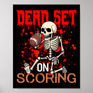 Ställa in Skeleton Football Player Halloween Poster