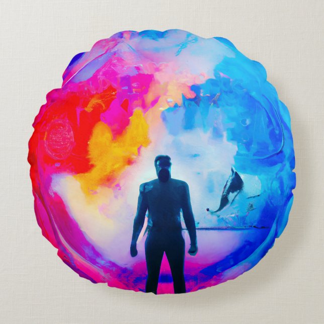 Ställande i Färg Rund Kudde (Framsidan)