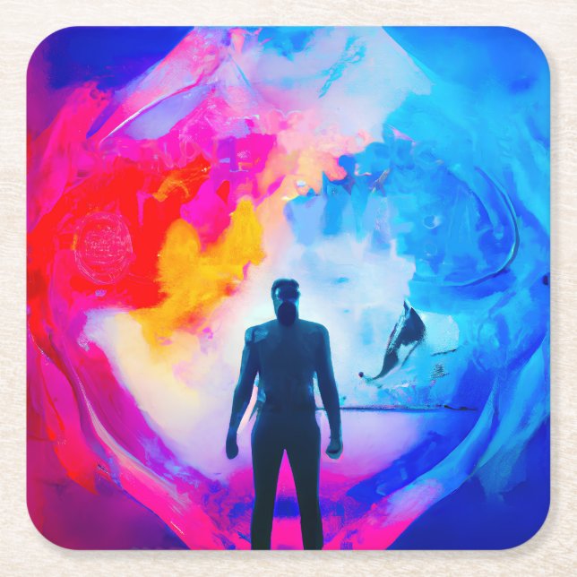 Ställande i Färg Underlägg Papper Kvadrat (Framsidan)