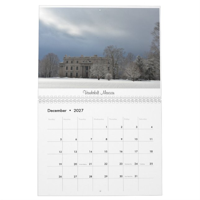 Ställe av intresse för Hudson Valley Kalender (Dec 2027)
