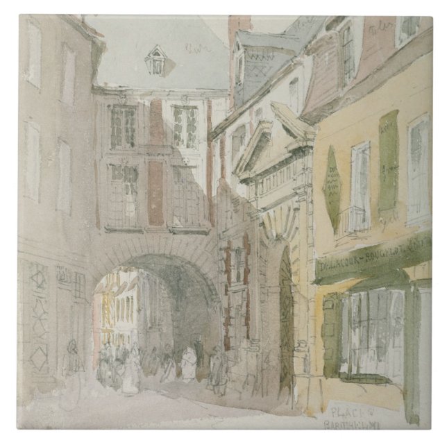 Ställe Barthelme, Paris, c.1829 (w/c & grå färg Kakelplatta (Framsidan)