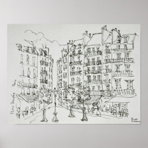 Ställe Dauphine, Ile de la Cite Paris, Frankrike Poster