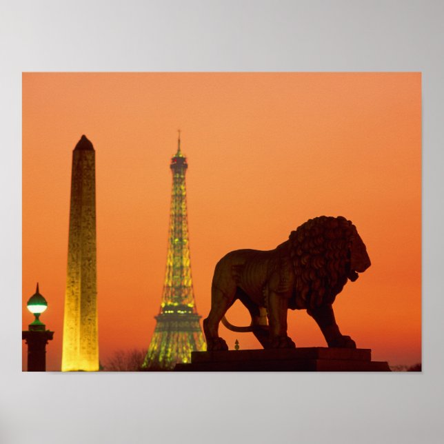 Ställe de la Concorde, Eiffel Torn, Obelisk Poster (Framsidan)