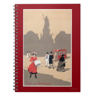 Ställe de la Republicque Art Deco Scene Anteckningsbok Med Spiral