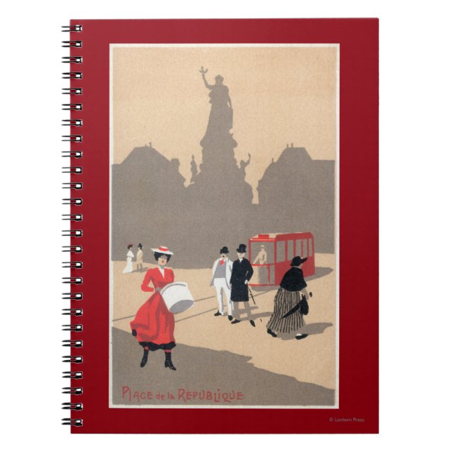 Ställe de la Republicque Art Deco Scene Anteckningsbok Med Spiral (Framsidan)