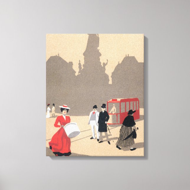Ställe de la Republicque Art Deco Scene Canvastryck (Framsida)