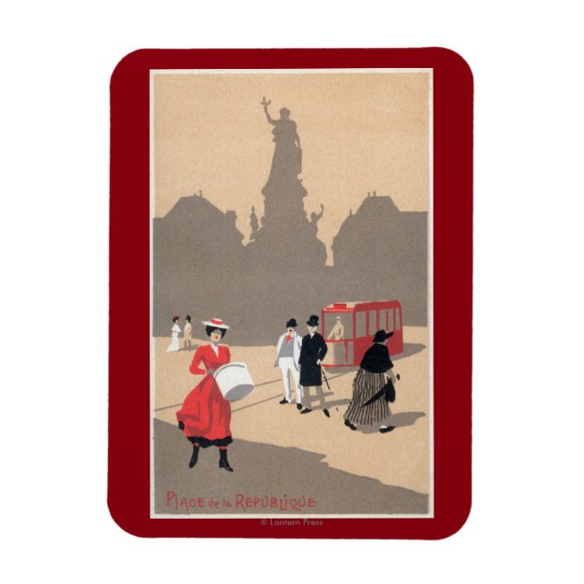 Ställe de la Republicque Art Deco Scene Magnet (Vertikal)