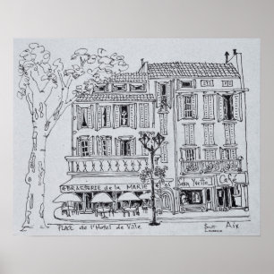 Ställe de L'Hotel de Ville Aix en Provence Poster
