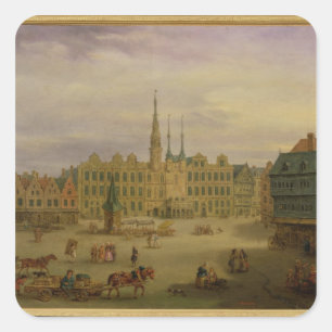 Ställe de L'Hotel de Ville, Cambrai, 1780 Fyrkantigt Klistermärke
