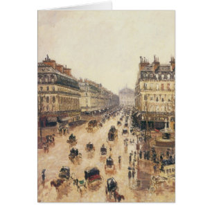 Ställe du Theater Francais, Paris Rain av Pissarro Hälsningskort