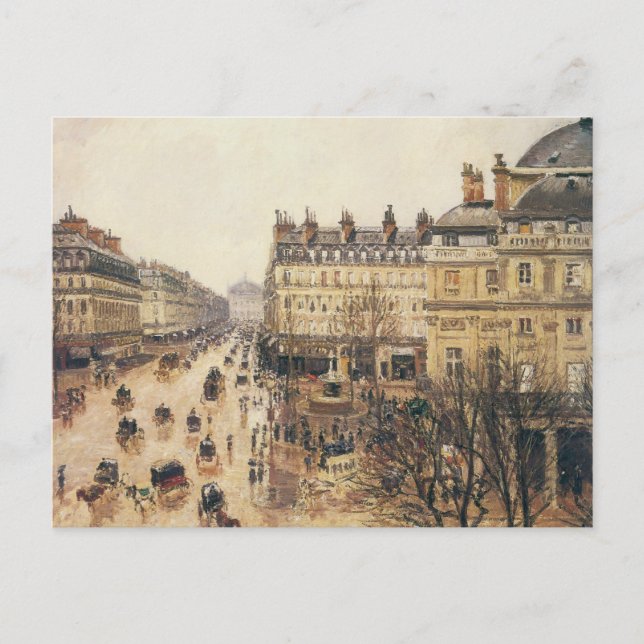 Ställe du Theater Francais, Paris Rain av Pissarro Vykort (Framsida)