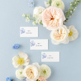 Ställe & Escort kort med blått hydrangea