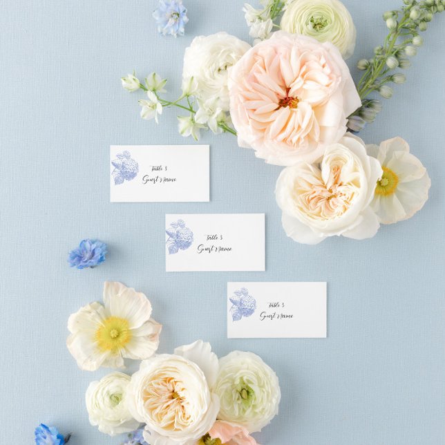 Ställe & Escort kort med blått hydrangea (Skapare uppladdad)