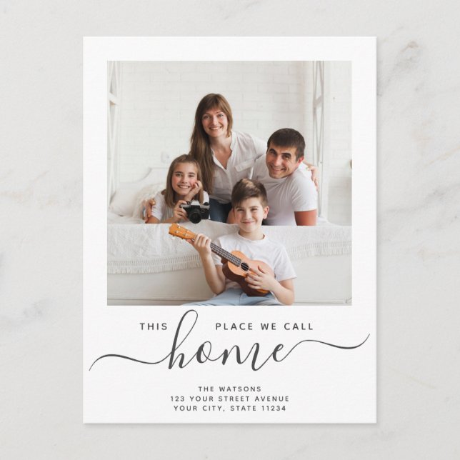 Ställe kallar vi Home Script Modern Simple Flytta Meddelande Vykort (Framsida)